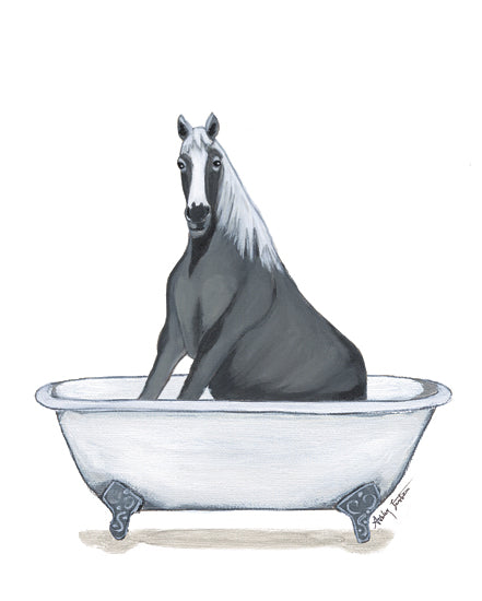 Ashley Justice AJ185 - AJ185 - Horse in Tub - 12x16 Bath, Bathroom, Bathtub, Whimsical, Farm Animal, Horse, Farmhouse/Country from Penny Lane