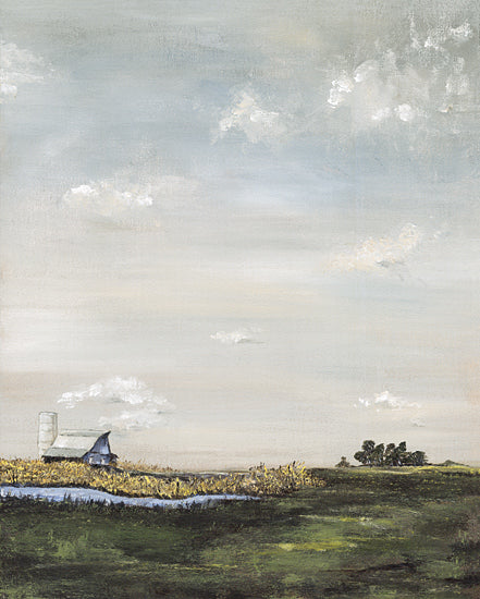 Soulspeak & Sawdust SAW162 - SAW162 - Yellow - 12x16 Landscape, Barn, White Barn, Farm, Creek, Fields, Grass, Trees, Sky, Clouds from Penny Lane