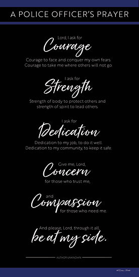 Susan Ball SB1270 - SB1270 - A Police Officer's Prayer - 9x18 Police Officer's Prayer, Typography, Signs, Textual Art, Blue Line, Prayer from Penny Lane