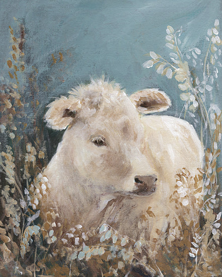 Amanda Hilburn AH202 - AH202 - Golden Sweetie - 12x16 white cow, farm animal, peaceful countryside, rural charm, soft brush strokes, barnyard setting, pastoral scene, rustic elegance, gentle livestock, natural harmony from Penny Lane