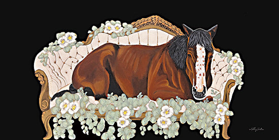Ashley Justice AJ225 - AJ225 - Stabled Dreams - 18x9   horse, vintage couch, floral, blossoms, botanical, equestrian, elegant, whimsical, rustic charm, Ashley Justice from Penny Lane