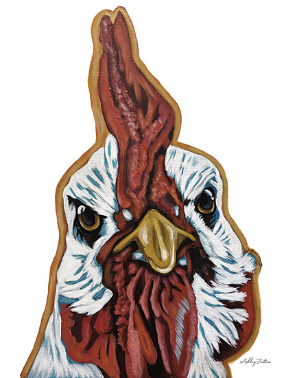 Ashley Justice AJ237 - AJ237 - Oscar - 12x16 rooster close-up, bold colors, strong gaze, expressive chicken, white background from Penny Lane