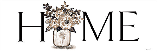 Annie LaPoint ALP2611 - ALP2611 - Vintage Blossoms Home Sign - 36x12 home sign with mason jar flowers, rustic typography, floral country decor, neutral farmhouse wall art, cottage style quote from Penny Lane