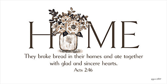 Annie LaPoint ALP2612 - ALP2612 - They Broke Bread in their Homes - 18x9 Acts 2:46 scripture art, home quote, rustic mason jar flowers, Christian wall sign, farmhouse style, religious family decor from Penny Lane