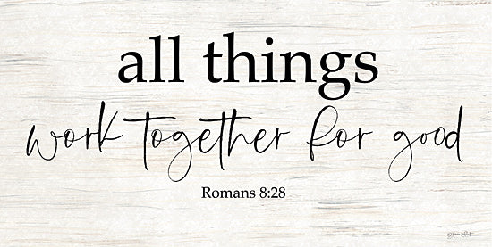 Annie LaPoint ALP2665 - ALP2665 - All Things - 18x9 Romans 8:28, all things work together, cursive writing, scripture poster, neutral palette, faith-based encouragement from Penny Lane