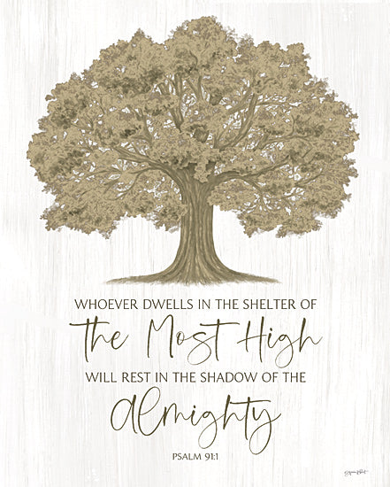 Annie LaPoint ALP2667 - ALP2667 - Shadow of the Almighty - 12x16 Psalm 91:1, tree art, shelter of the Most High, Almighty, Christian poster, nature and scripture, large tree illustration from Penny Lane
