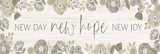 Annie LaPoint ALP2670 - ALP2670 - New Hope - 18x6  botanical border, sage green flowers, minimalist typography, inspirational quote, new beginnings, floral decoration, calm color palette from Penny Lane