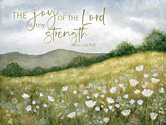 Annie LaPoint ALP2717 - ALP2717 - Joy of the Lord Wildflowers - 16x12 wildflowers, rolling hills, inspirational art, Bible verse, Nehemiah 8:10, peaceful landscape, religious decor, spiritual encouragement, soft nature tones, meadow scenery from Penny Lane
