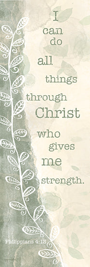 Annie LaPoint ALP2726 - ALP2726 - I Can Do All Things - 6x18 Philippians 4:13, vertical scripture art, vine leaves design, strength quote, faith encouragement, botanical elements from Penny Lane