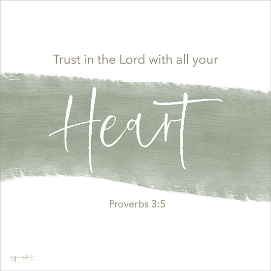 Annie LaPoint ALP2731 - ALP2731 - Heart - 12x12 Proverbs 3:5, heart, trust, Christian scripture, faith, green brush strokes, modern typography, motivational decor from Penny Lane