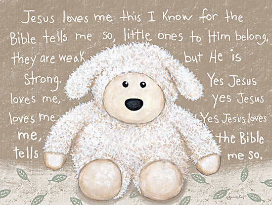 Annie LaPoint ALP2732 - ALP2732 - Jesus Loves Me Little Lamb - 16x12 Jesus loves me, Christian song, children's hymn, plush lamb, child faith, cute illustration, script font, faith education from Penny Lane