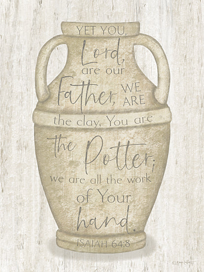Annie LaPoint ALP2736 - ALP2736 - We Are the Clay - 12x16 Isaiah 64:8, potter and clay, spiritual metaphor, hand of God, Christian faith, olive tones, decorative pottery from Penny Lane