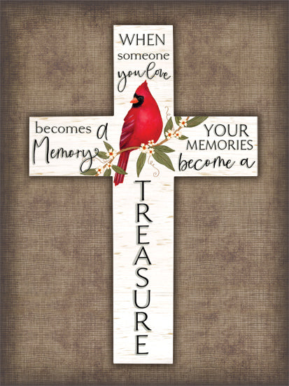 Annie LaPoint ALP2760 - ALP2760 - Memory Become a Treasurer - 12x16 Memorial quote, cardinal bird, cross shape, sympathy art, treasure memories, bereavement decor from Penny Lane
