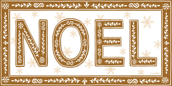 Annie LaPoint ALP2765 - ALP2765 - Gingerbread Noel - 18x9 Noel typography, decorative letters, snowflakes, holiday text art, folk style, gold and white artwork, festive greeting, vintage style from Penny Lane