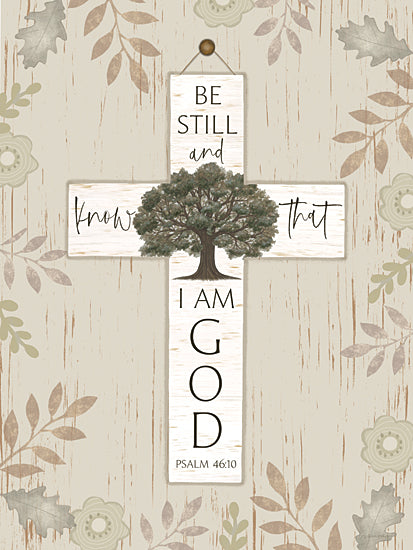 Annie LaPoint ALP2855 - ALP2855 - Be Still and Know Cross - 12x16 Be still and know that I am God, Psalm 46:10, oak tree, calming scripture, peaceful Christian cross, spiritual home wall art from Penny Lane