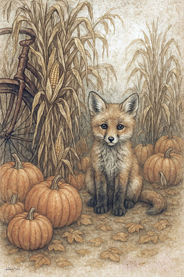 Anthony Smith ANT176 - ANT176 - Sly Fox in the Patch - 12x18 fox, pumpkins, corn, autumn leaves, nature setting, woodland animal, rustic background, wild animal, fall forest, harvest field from Penny Lane