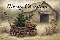 ANT181 - Merry Christmas Cart - 18x12