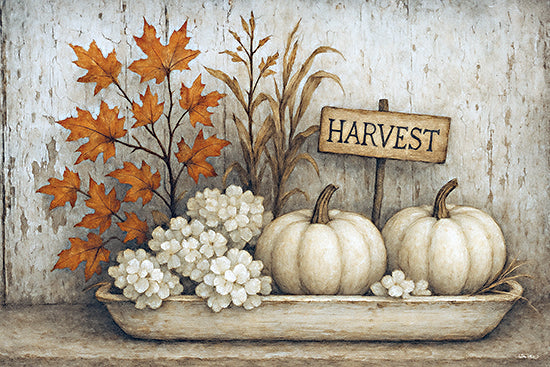 Anthony Smith ANT237 - ANT237 - Autumn Arrangement - 18x12 harvest tray, white pumpkins, hydrangeas, autumn leaves, harvest sign, decorative display, country décor, rustic flowers, corn stalks from Penny Lane