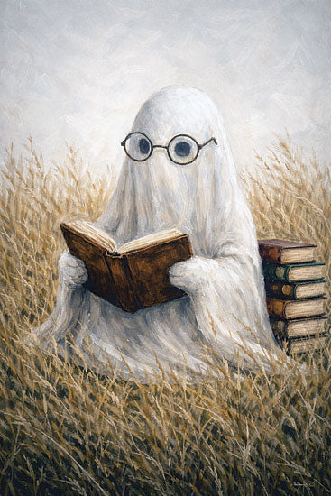 Anthony Smith ANT350 - ANT350 - Ghost Reader - 12x18 ghost reading books whimsical halloween neutral tones glasses humor soft painterly from Penny Lane