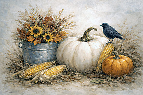 Anthony Smith ANT351 - ANT351 - Field Finds - 18x12 autumn harvest pumpkins corn crow sunflowers rustic fall still life farmhouse from Penny Lane