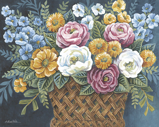 Diane Kater ART1400 - ART1400 - Celebration of Color - 16x12 spring floral basket, pastel flowers, blue and pink blooms, lush bouquet, painterly floral still life, garden theme from Penny Lane