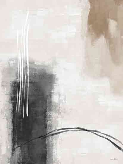 Amber Sterling AS101 - AS101 - Tomorrow - 12x16 contemporary abstract, neutral tones, vertical brush marks, sweeping black line, minimalist art, modern design from Penny Lane