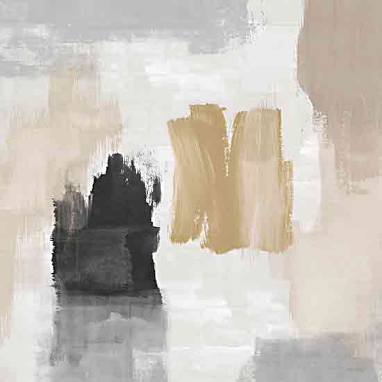 Amber Sterling AS107 - AS107 - Absent Minded II - 12x12 colorful abstract, golden brush strokes, bold contrast, contemporary art, layered paint, dark and light balance, modern expression from Penny Lane