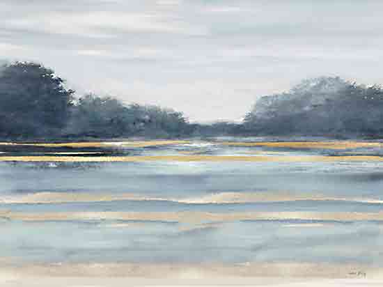Amber Sterling AS141 - AS141 - Lake Treescape - 16x12 marsh landscape, water reflections, blue and yellow hues, forest edge, scenic wetland, tranquil natural setting, layered brush texture from Penny Lane