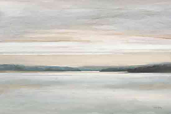 Amber Sterling AS142 - AS142 - Muted Lake - 18x12 lake view, soft pastel skies, tranquil water scene, minimal landscape, misty horizon, modern nature painting from Penny Lane