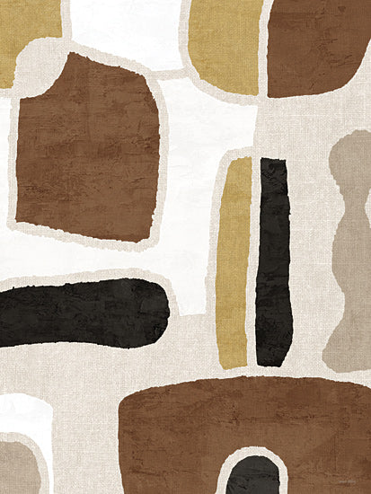 Amber Sterling AS342 - AS342 - In My Dreams II - 12x16 abstract painting, geometric shapes, neutral tones, ochre, black, brown, modern decor, textile texture, contemporary composition, minimalist art from Penny Lane