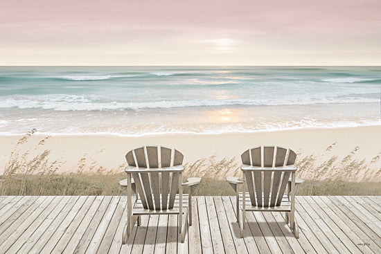 Amber Sterling AS367 - AS367 - Pastel Sunset - 18x12 beach chairs, ocean view, sunrise, boardwalk, serene, peaceful, morning light, coastal retreat, seascape, leisure from Penny Lane