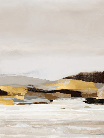Amber Sterling AS411 - AS411 - Touch of Gold Landscape I - 12x16 abstract landscape, soft horizon, minimal colors, desert-like tones, painterly brush strokes, natural layers, golden hills, tranquil view from Penny Lane