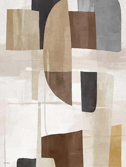 Amber Sterling AS413 - AS413 - Jumbled Connections I - 12x16 geometric abstraction, earthy tones, modern forms, overlapping shapes, cubist influence, neutral palette, bold blocks from Penny Lane