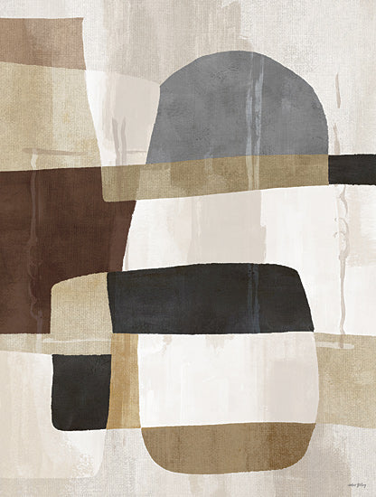 Amber Sterling AS414 - AS414 - Jumbled Connections II - 12x16 neutral tones, geometric shapes, modern design, abstract composition, textured background, minimalist color palette, mid-century style from Penny Lane