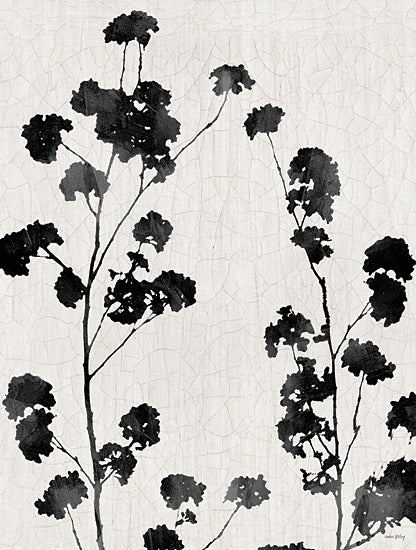 Amber Sterling AS424 - AS424 - Silhouette Floral - 12x16 black floral silhouettes, crackled texture background, vintage inspired, botanical contrast, neutral tones from Penny Lane
