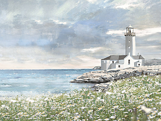 Amber Sterling AS429 - AS429 - Coastal Guardian - 16x12 lighthouse, coastal flowers, rocky shore, white house, ocean cliff, scenic view, nautical landmark, sky and sea, peaceful horizon from Penny Lane
