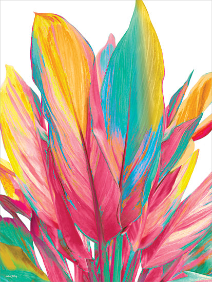Amber Sterling AS439 - AS439 - Colorful Tropical Leaves - 12x16 neon painted leaves, abstract tropical plant, vivid color palette, artistic foliage, white background, bright decorative art from Penny Lane