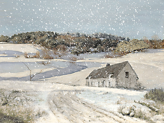 Amber Sterling AS469 - AS469 - Snowy Silence - 16x12 country road, snowy hills, white house, snowflakes, open field, treeline, tranquil scene from Penny Lane