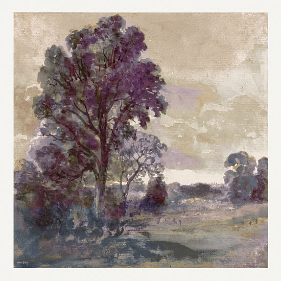 Amber Sterling AS491 - AS491 - Dancing Shadows - 12x12 landscape, watercolor texture, purple foliage, serene countryside, impressionist influence, tree silhouettes from Penny Lane