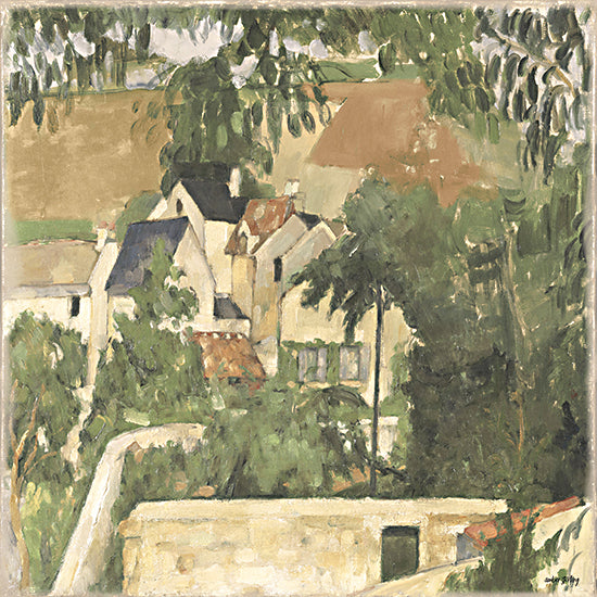 Amber Sterling AS495 - AS495 - Rooftop View - 12x12 village scene, green hills, plein air style, rural architecture, countryside charm, impressionist influence from Penny Lane