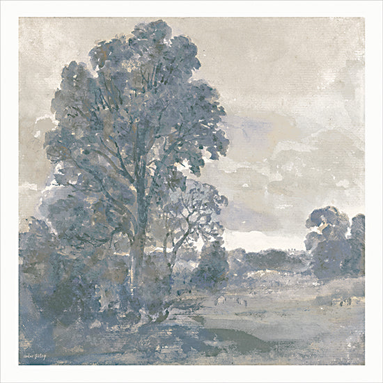 Amber Sterling AS518 - AS518 - Timeless Tree - 12x12 landscape painting, trees, countryside, moody sky, soft blue tones, painterly texture, nature scene, tranquil field, distant horizon, vintage-inspired landscape, atmospheric, serene from Penny Lane