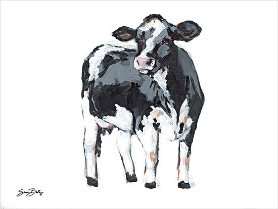 Sara Baker BAKE320 - BAKE320 - Dairy Cow 2 - 16x12 Holstein calf, farm animal, black and white pattern, head-on perspective, livestock, acrylic texture, rural animal from Penny Lane
