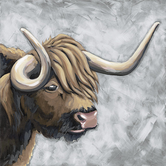 Sara Baker BAKE353 - BAKE353 - Hyde the Highland - 12x12 highland cow, long horns, shaggy fur, stylized animal portrait, dramatic lighting, rural livestock from Penny Lane