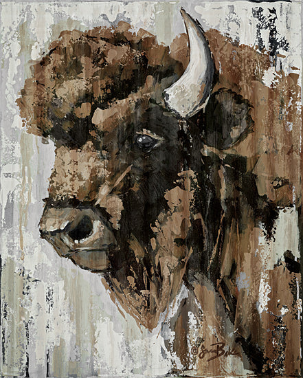 Sara Baker BAKE356 - BAKE356 - Big Boone - 12x16 bison, buffalo, rustic, wildlife, nature, textured painting, brown tones, western art from Penny Lane