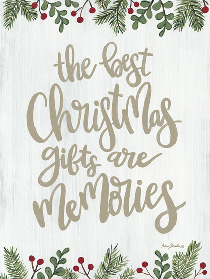 Sara Baker BAKE376 - BAKE376 - The Best Christmas - 12x16 christmas memories quote, festive greenery, berries, holiday sentiment, handwritten lettering, decorative print from Penny Lane