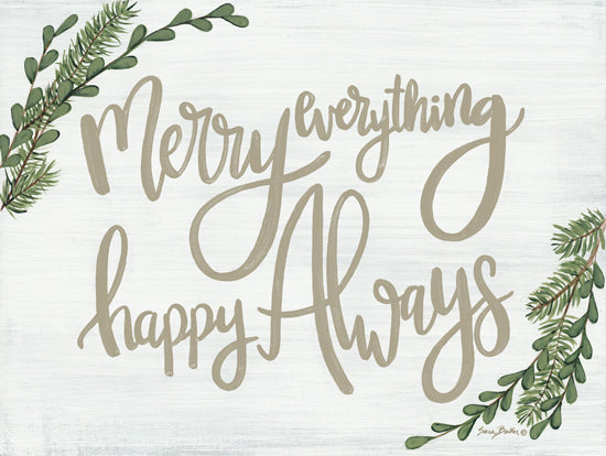 Sara Baker BAKE377 - BAKE377 - Merry Everything - 16x12 merry everything quote, green leaves, holiday typography, seasonal message, decorative art, handwritten phrase from Penny Lane