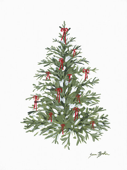 Sara Baker BAKE385 - BAKE385 - Abundance of Bows    - 12x16 Christmas tree, red bows, festive greenery, holiday decoration, winter celebration, simple festive style, traditional holiday art from Penny Lane