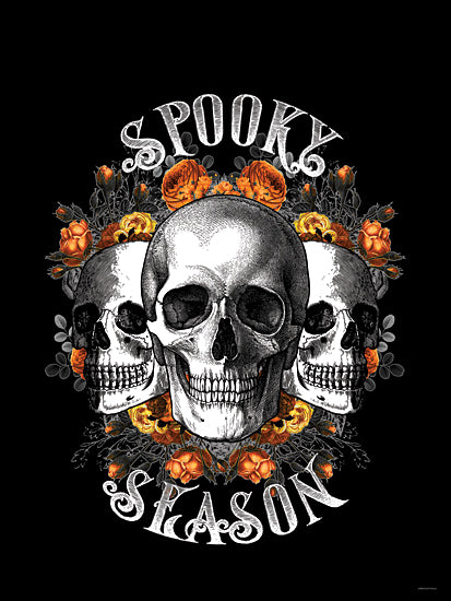 Bluebird Barn BLUE554 - BLUE554 - Spooky Season - 12x16 spooky season, skulls and flowers, Halloween bouquet, orange and yellow roses, gothic style, vintage macabre, skull art from Penny Lane