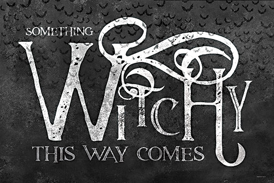 Bluebird Barn BLUE559 - BLUE559 - Something Witchy This Way Comes - 18x12 witchy typography, Halloween text art, gothic script, flying bats, mysterious atmosphere, spooky vibes, chalkboard texture, eerie mood from Penny Lane
