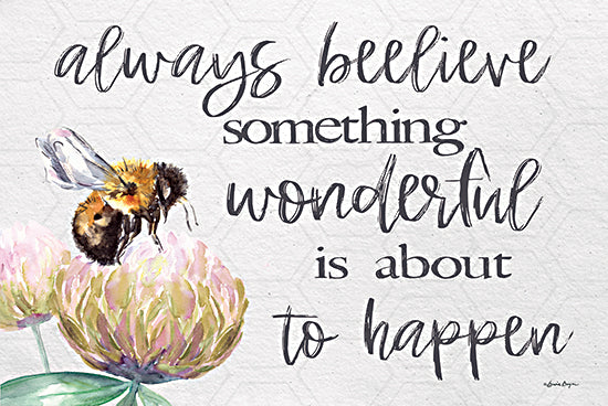 Susie Boyer BOY603 - BOY603 - Always Beelieve   - 18x12 bee, watercolor clover flower, hand lettering, inspirational quote, positive message, floral from Penny Lane